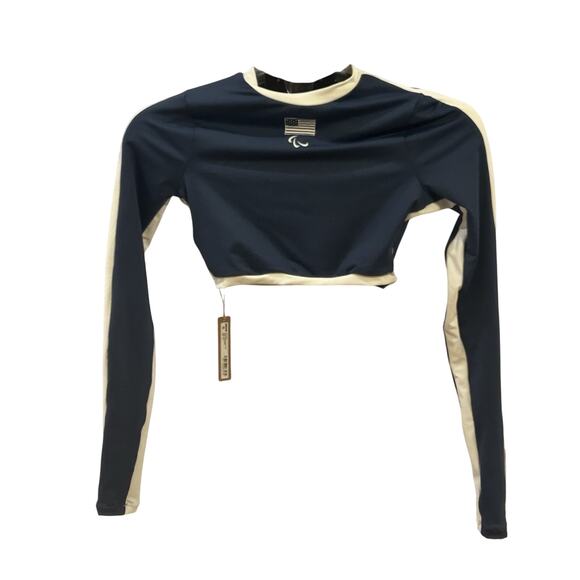 SKIMS Tops - NWT Skims Blue Long Sleeve Team USA Paralympic Cropped T-Shirt Size Small